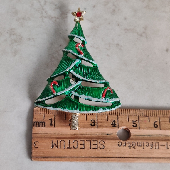 Vintage Christmas Tree Brooch Signed Beatrix - Picture 6 of 10